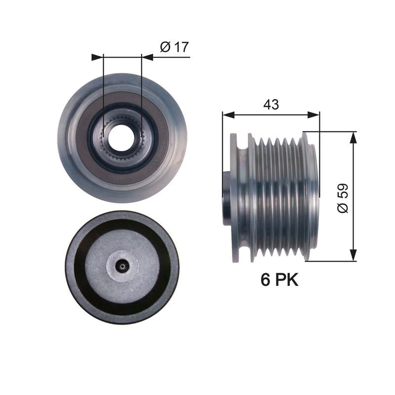 Gates Alternator Overrunning Freewheel Clutch OAP7112