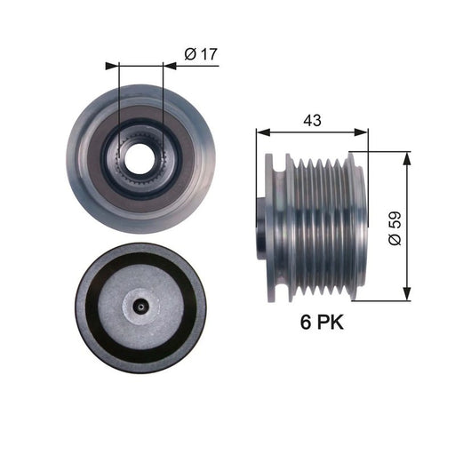 Gates Alternator Overrunning Freewheel Clutch OAP7112