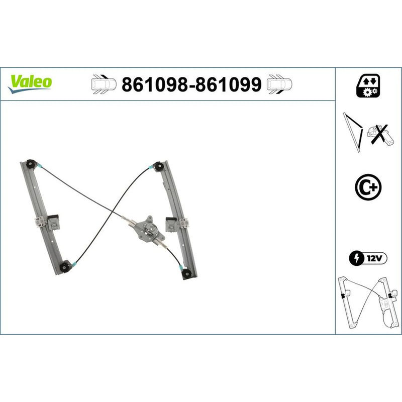 Valeo Electric Window Regulator Lifter Left Front 861098