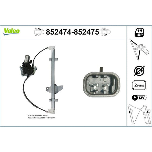 Valeo Electric Window Regulator Lifter Right Front 852475