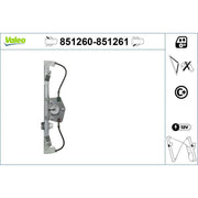 Valeo Electric Window Regulator Lifter Right Rear 851261