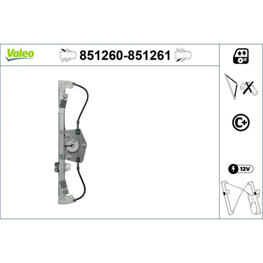 Valeo Electric Window Regulator Lifter Right Rear 851261