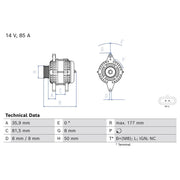 Bosch Car Alternator 12V 0 986 086 400