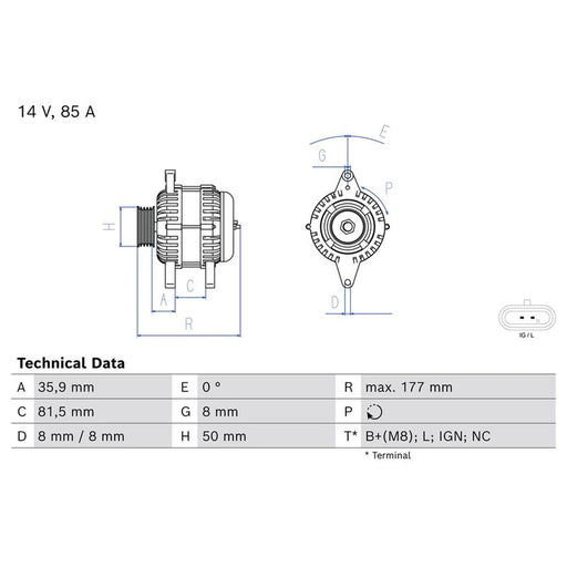 Bosch Car Alternator 12V 0 986 086 400