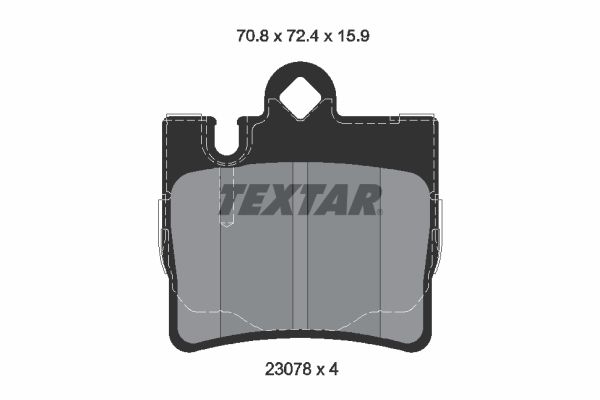 Textar Brake Pad Set Rear 70.8mm x 72mm x 15.9mm 2307801