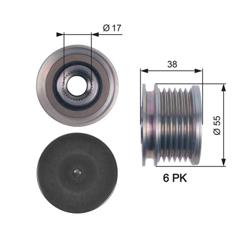 Gates Alternator Overrunning Freewheel Clutch OAP7124