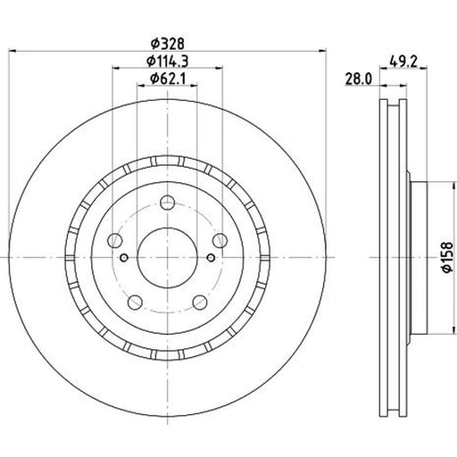 DON 2 x Externally Vented Front Brake Discs PCD14622-x2