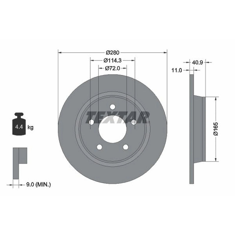 Textar 2 x Solid Rear Brake Discs 92130600-x2