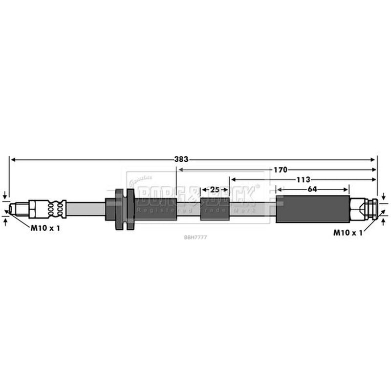 Borg & Beck Brake Hydraulic Hose Line Front Right BBH7777