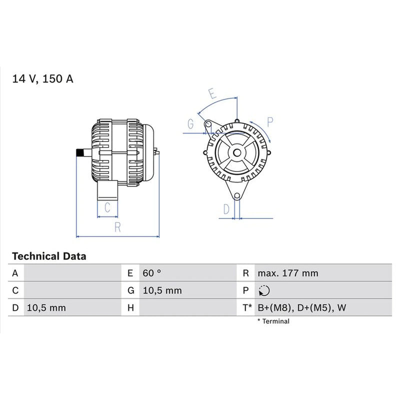 Bosch Car Alternator 12V 0 986 047 210