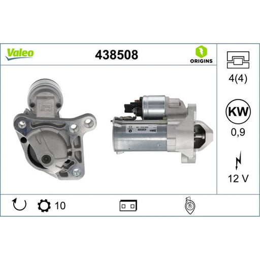 Valeo Starter Motor 12V 0.9kW 10 Teeth 438508