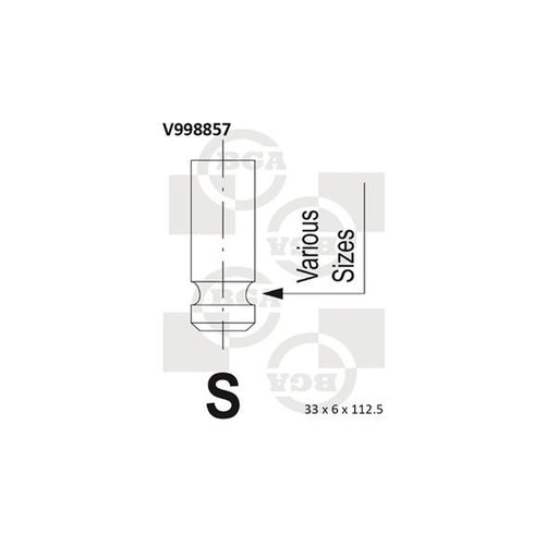BGA Engine Intake Valve 33mm Head V998857