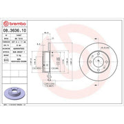 Brembo 2 x Solid Front Brake Discs 08.3636.10-x2