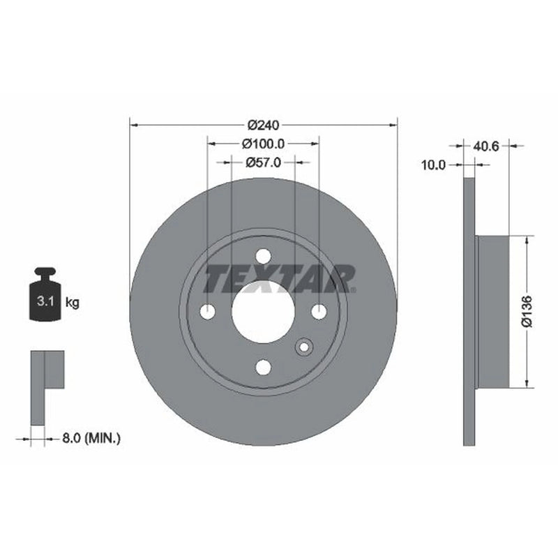 Textar 2 x Solid Rear Brake Discs 92111003-x2