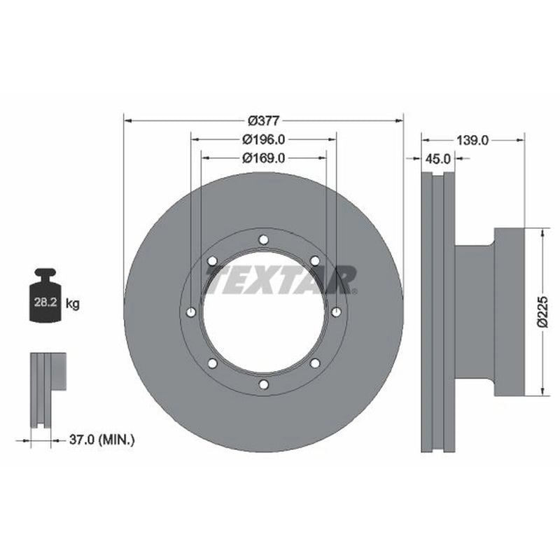 Textar 2 x Internally Vented Brake Discs 93193600 OE 103836 M078157