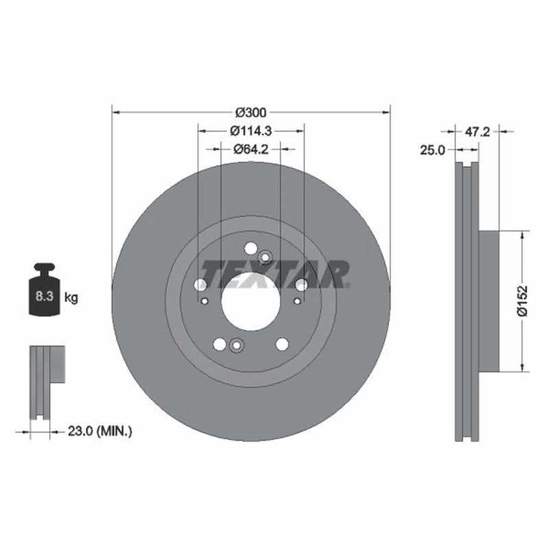 Textar 2 x Vented Front Brake Discs 92140903-x2
