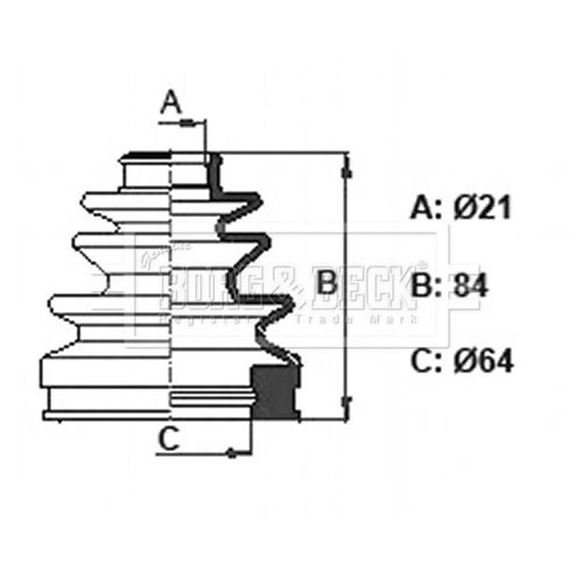 Borg & Beck Drive Shaft Bellow Kit transmission sided BCB6360