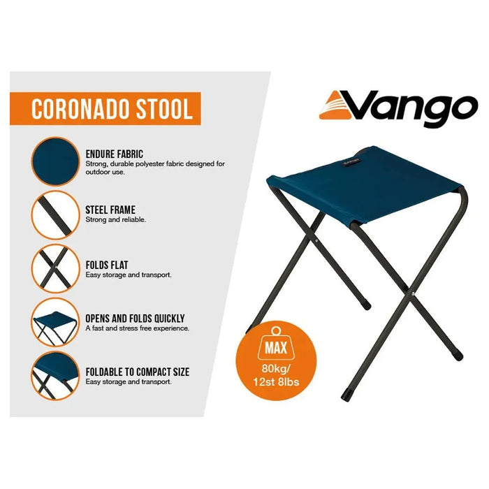 Vango Coronado Stool Std Mykonos Blue Chair - Vango - Van Life Living