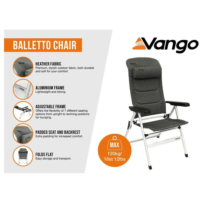 Vango Balletto Grey Recliner Chair Tall Heather - Vango - Van Life Living