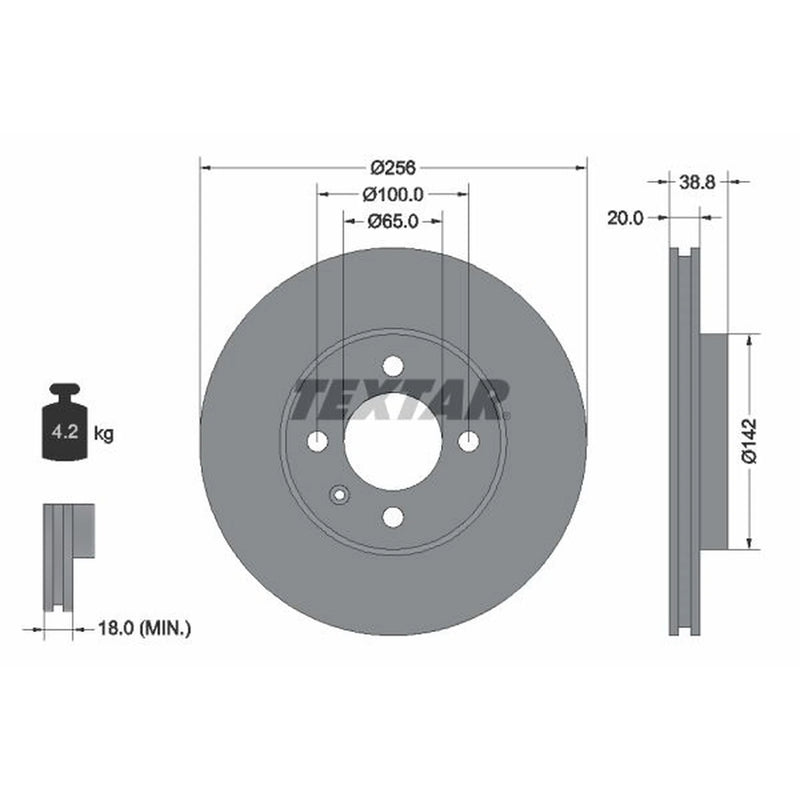 Textar 2 x Vented Front Brake Discs 92036803-x2