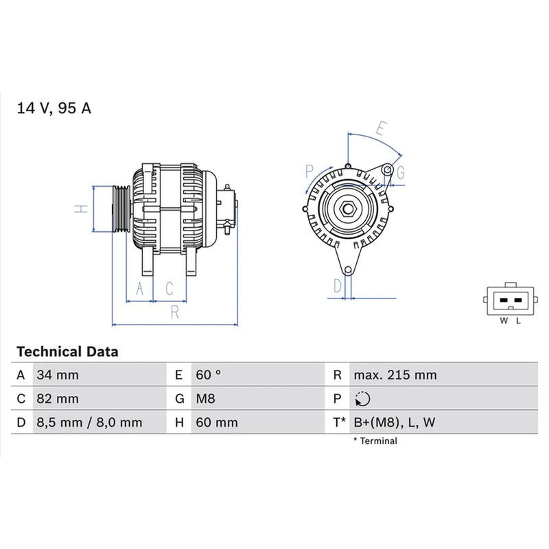 Bosch Car Alternator 12V 0 986 043 141