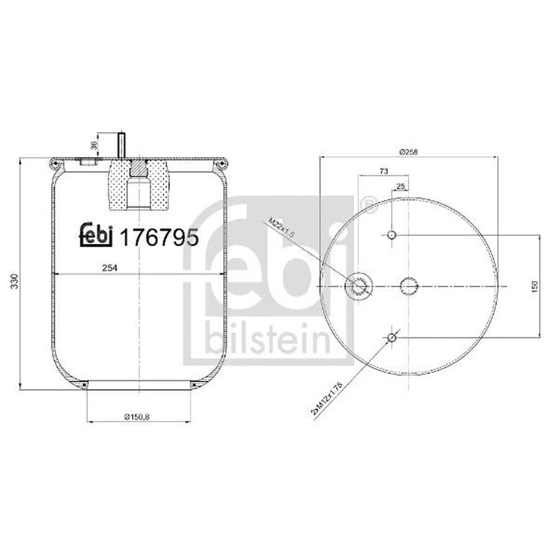 Febi Air Suspension Bellow 150mm 176795