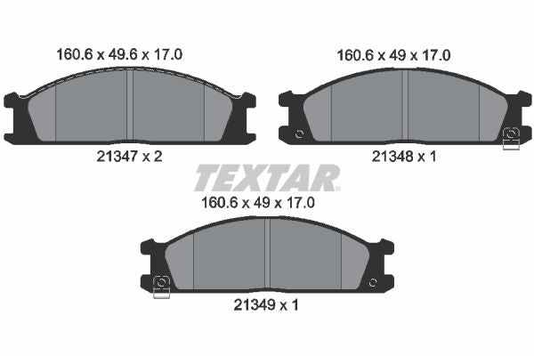 Textar Brake Pad Set Front 160.6mm x 17mm 2134702