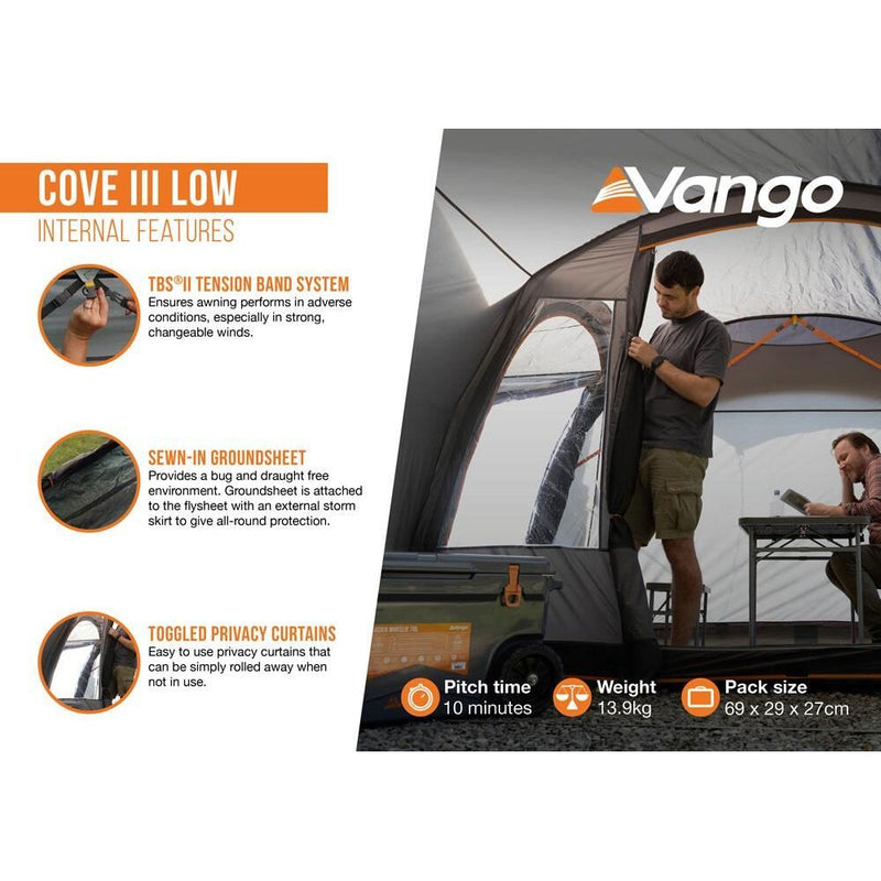 Vango Cove III Low Drive Away Awning Low Smoke - Vango - Van Life Living