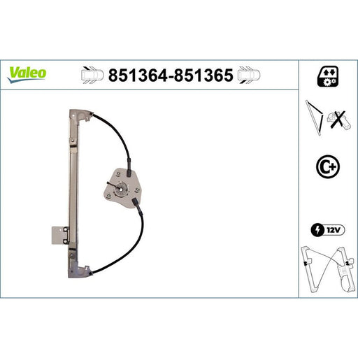 Valeo Electric Window Regulator Lifter Left Rear 851364