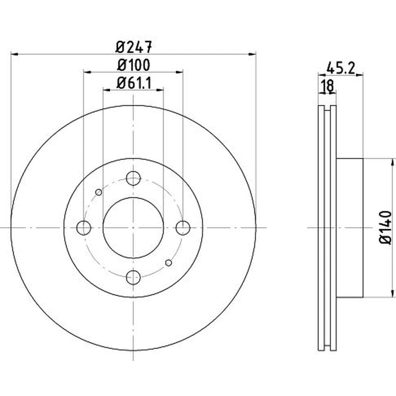 DON 2 x Vented Front Brake Discs PCD16382-x2