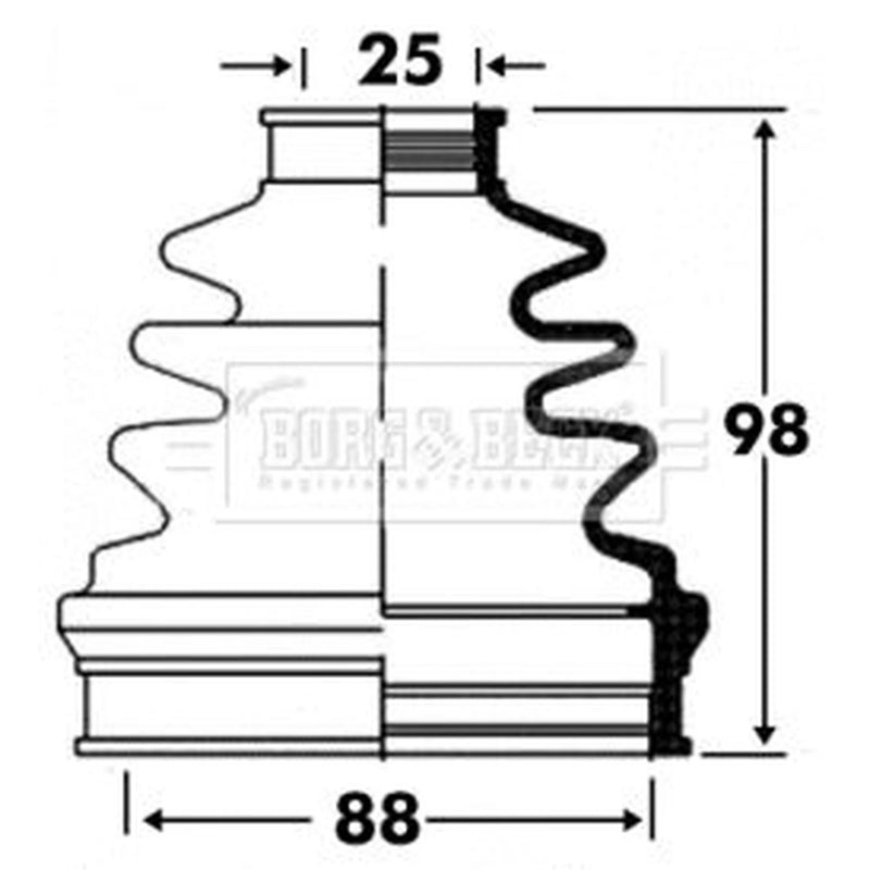 Borg & Beck Drive Shaft Bellow Kit transmission sided BCB2849