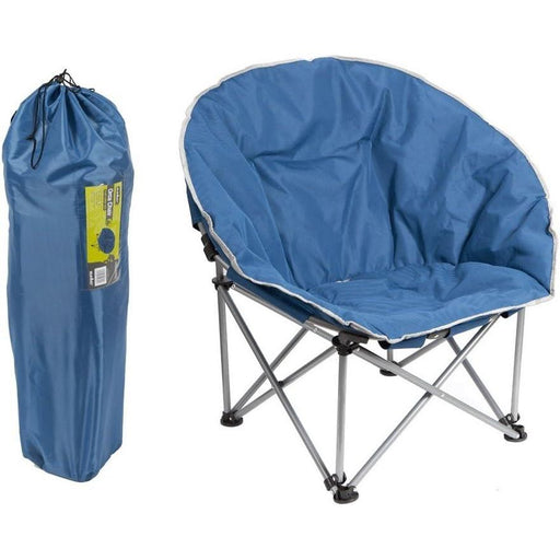 Blue Adult Bucket Camping Chair Padded High Back Folding Orca Moon Chair & Bag - Summit - Van Life Living