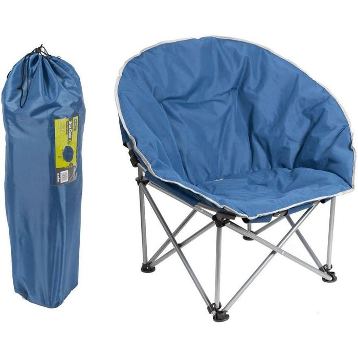 Blue Adult Bucket Camping Chair Padded High Back Folding Orca Moon Chair & Bag - Summit - Van Life Living