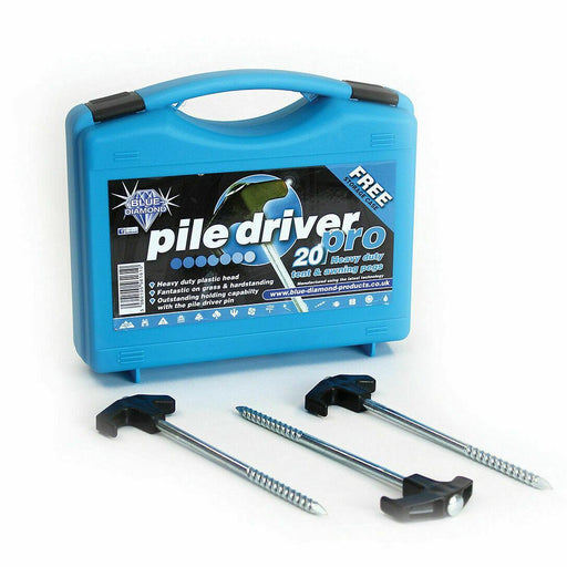 Blue Diamond Hard Ground Pile Driver Pro 20 x Tent Pegs - Blue Diamond - Van Life Living