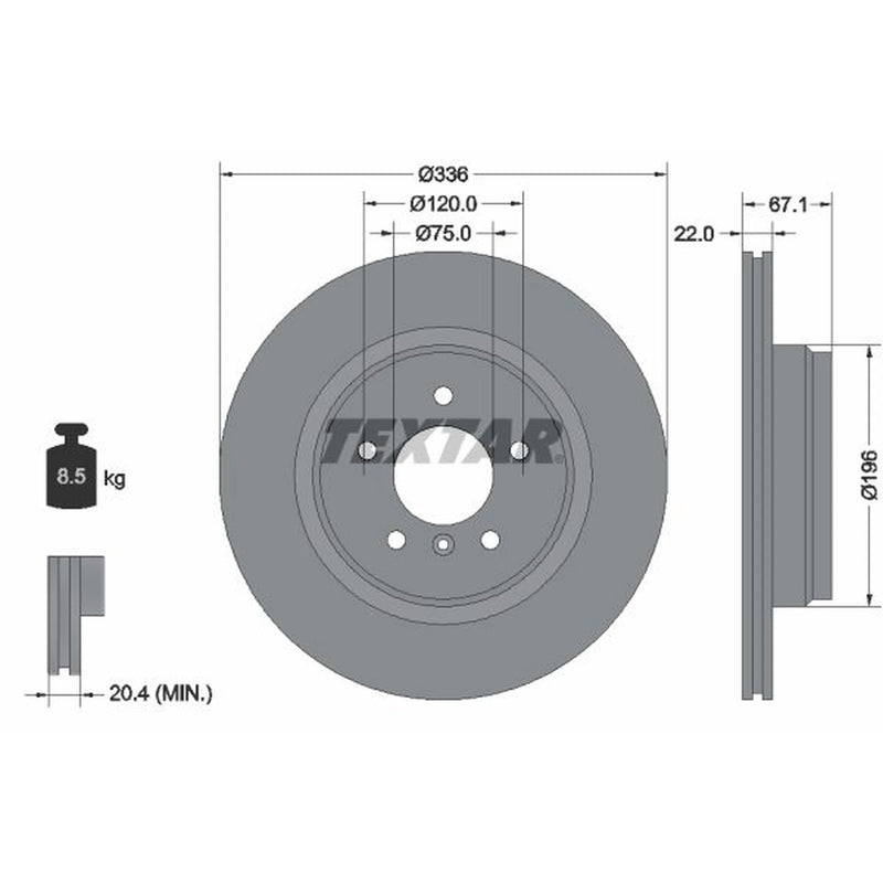 Textar 2 x Vented Rear Brake Discs 92137905-x2