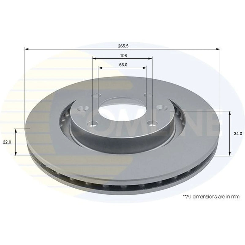 Comline 2 x Vented Front Brake Discs ADC1518V-x2