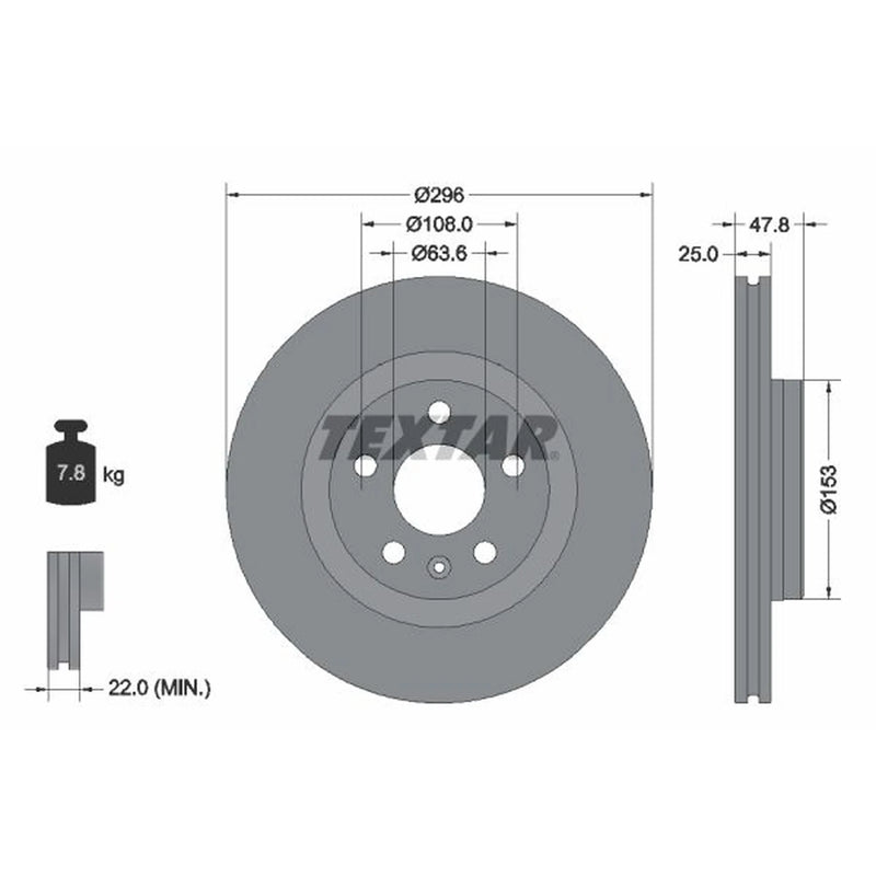 Textar 2 x Vented Front Brake Discs 92323905-x2