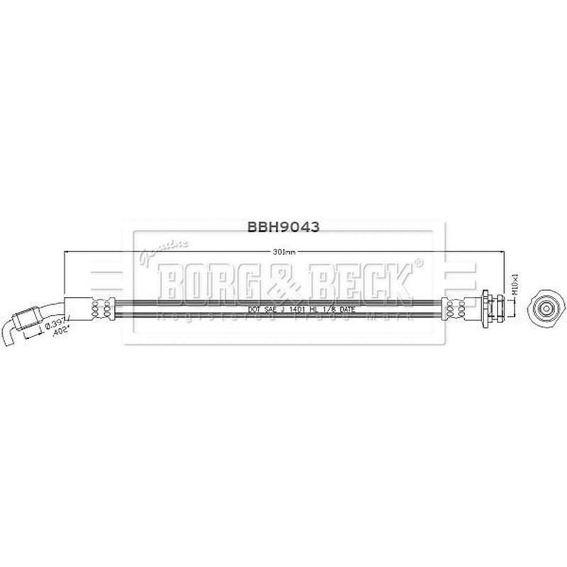 Borg & Beck Brake Hydraulic Hose Line outer BBH9043