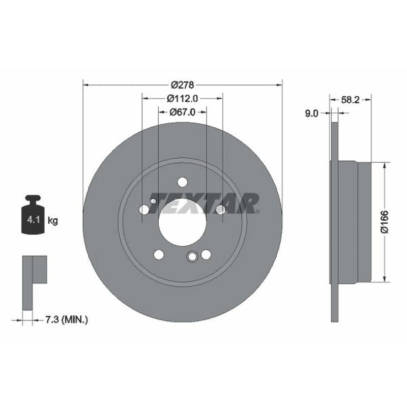 Textar 2 x Solid Rear Brake Discs 92058000-x2