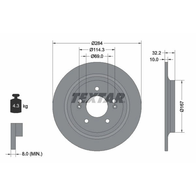 Textar 2 x Solid Rear Brake Discs 92316303-x2
