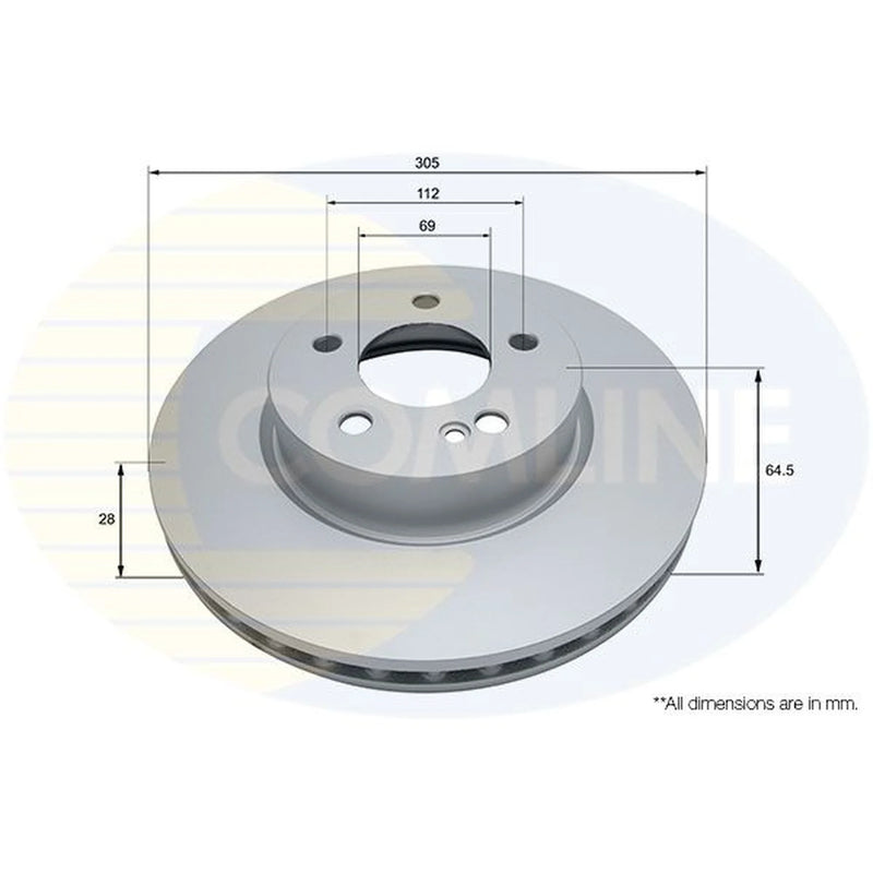 Comline 2 x Vented Front Brake Discs ADC4014V-x2