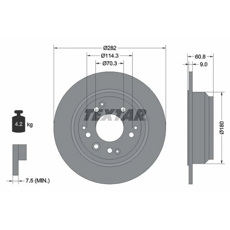 Textar 2 x Solid Brake Discs 92078400