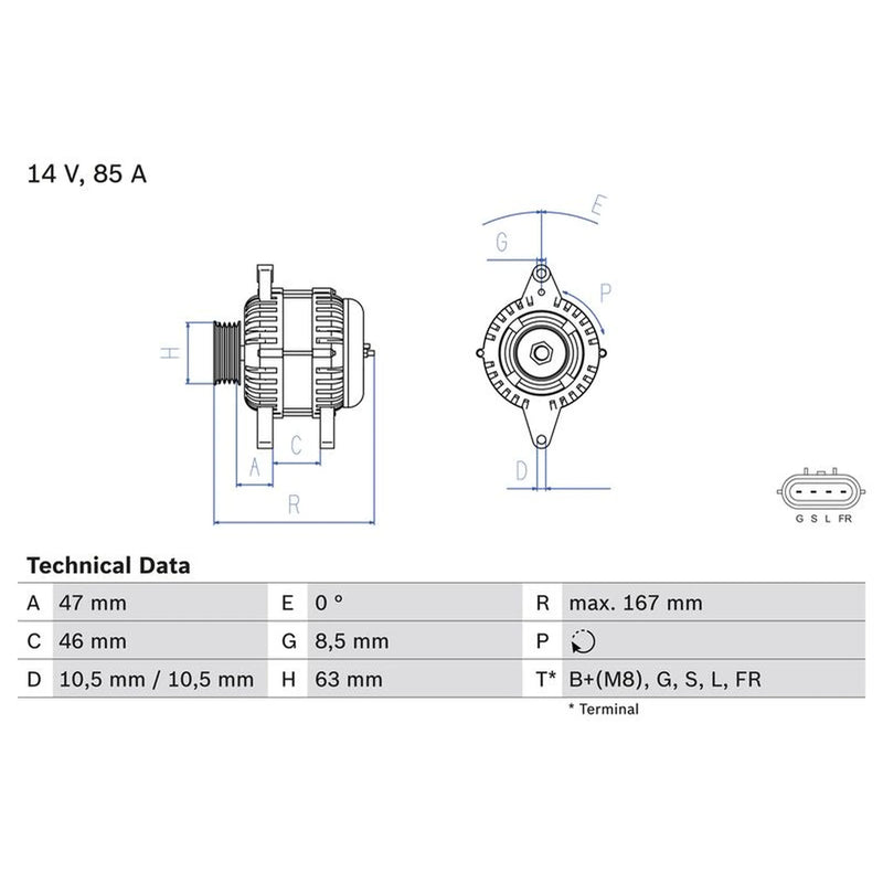 Bosch Car Alternator 12V 0 986 080 480