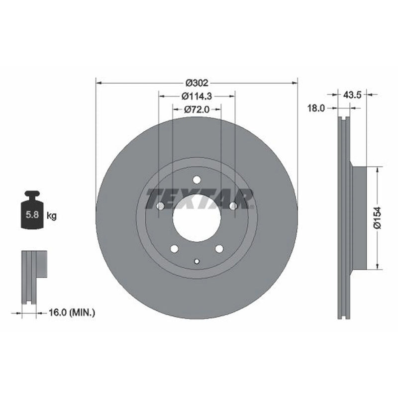 Textar 2 x Vented Rear Brake Discs 92174503