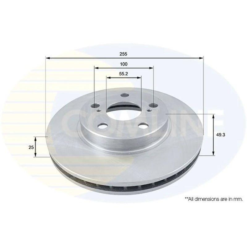 Comline 2 x Vented Front Brake Discs ADC0101V-x2