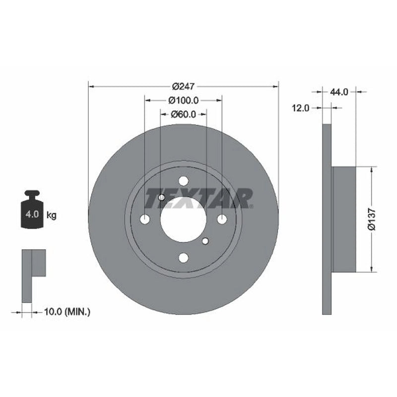 Textar 2 x Solid Front Brake Discs 92110803-x2