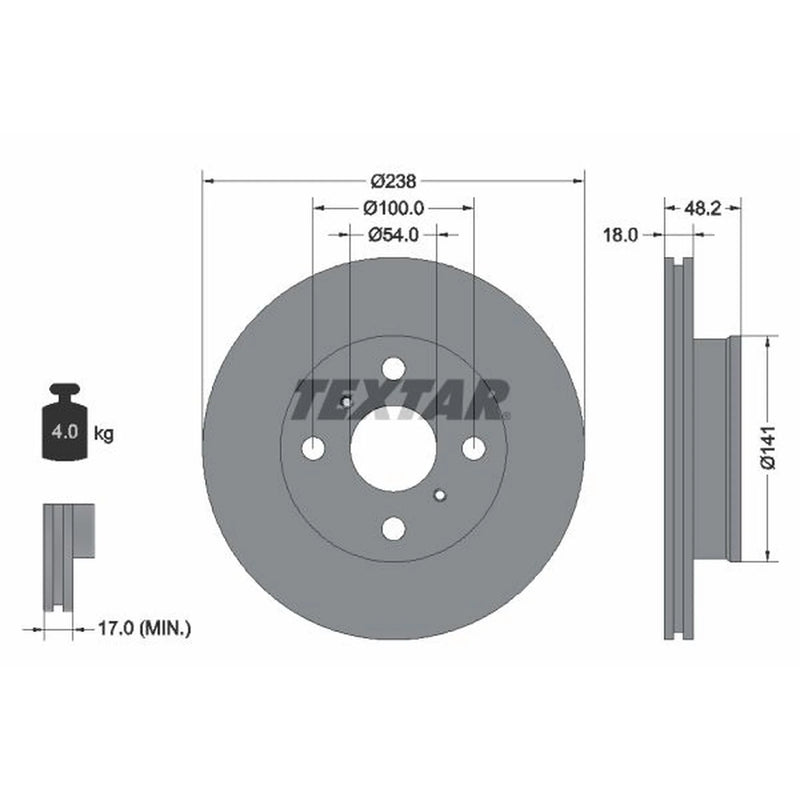 Textar 2 x Vented Front Brake Discs 92055800-x2