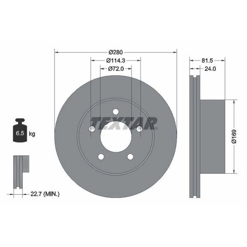 Textar 2 x Vented Front Brake Discs 92113500-x2