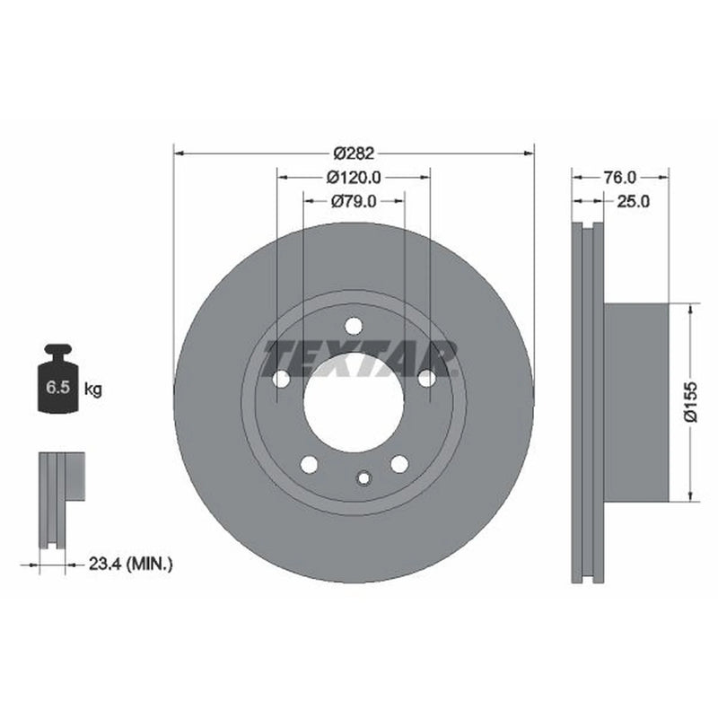 Textar 2 x Vented Front Brake Discs 92026700-x2