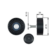 Gates V-Ribbed Belt Deflection/Guide Pulley T36485